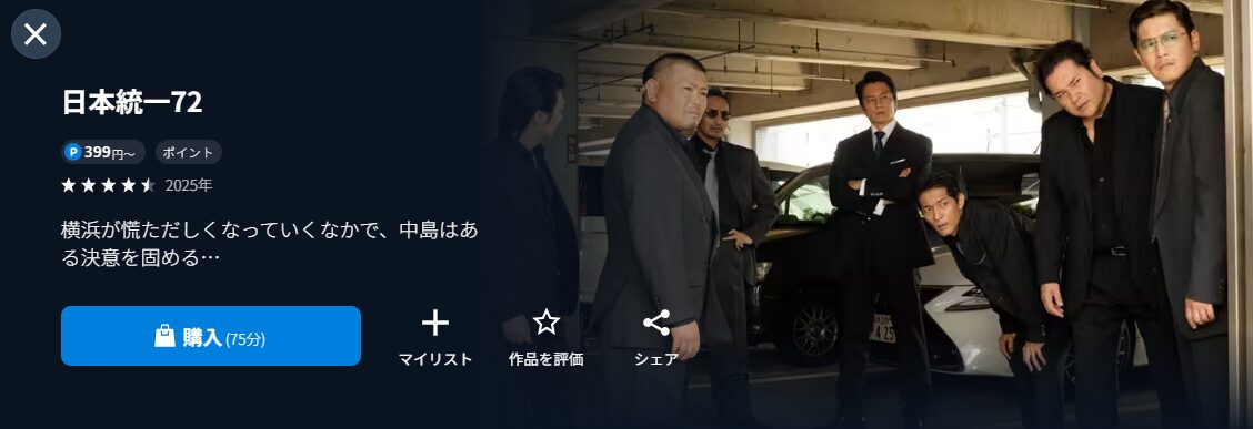 U-NEXTの日本統一72配信画像