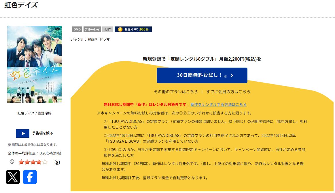 TSUTAYA DISCASの虹色デイズ