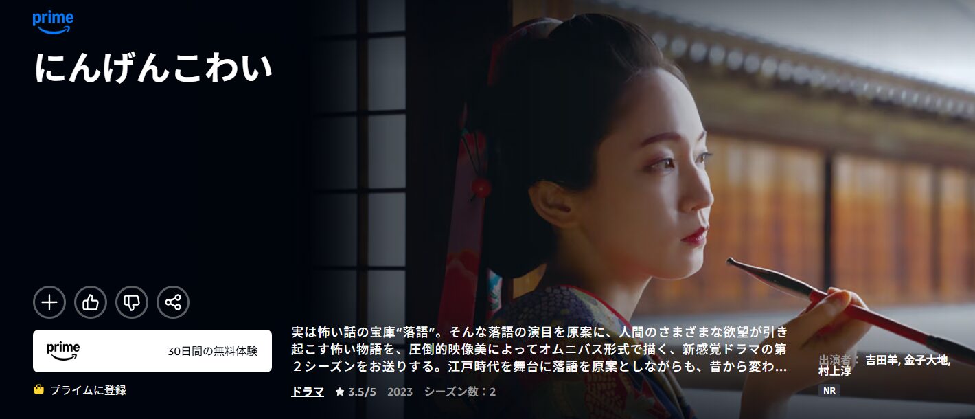 Amazonプライムのにんげんこわい配信画像