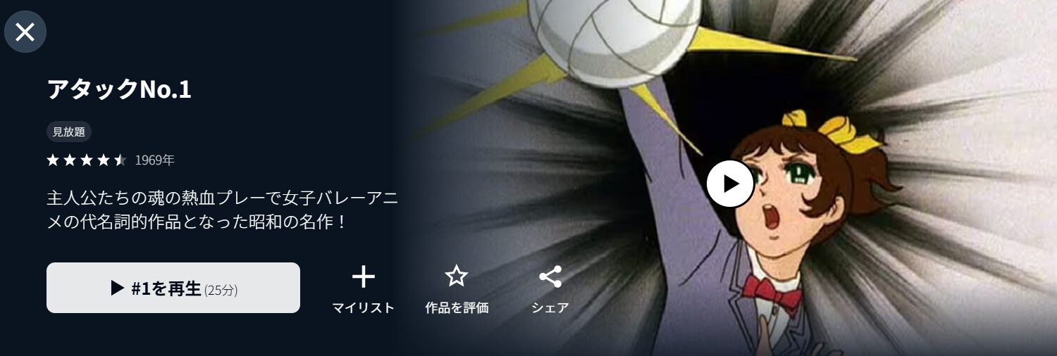 U-NEXTのアタックNo.1配信画像