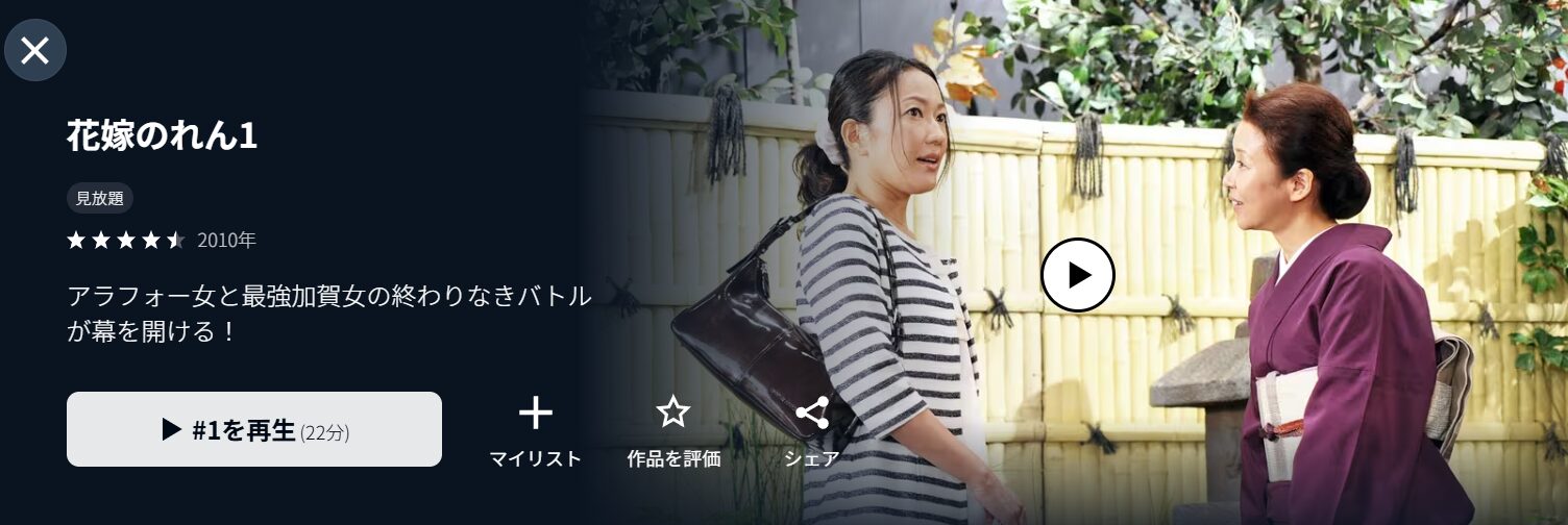 U-NEXTの花嫁のれん配信画像
