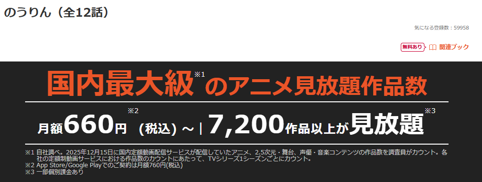 dアニメストアののうりん配信画像