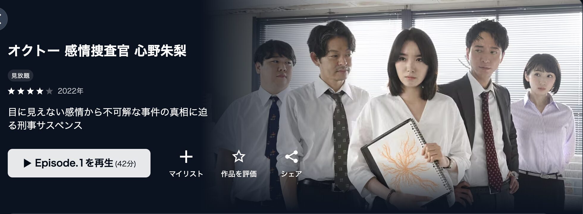 U-NEXTのオクトー 〜感情捜査官 心野朱梨〜配信画像