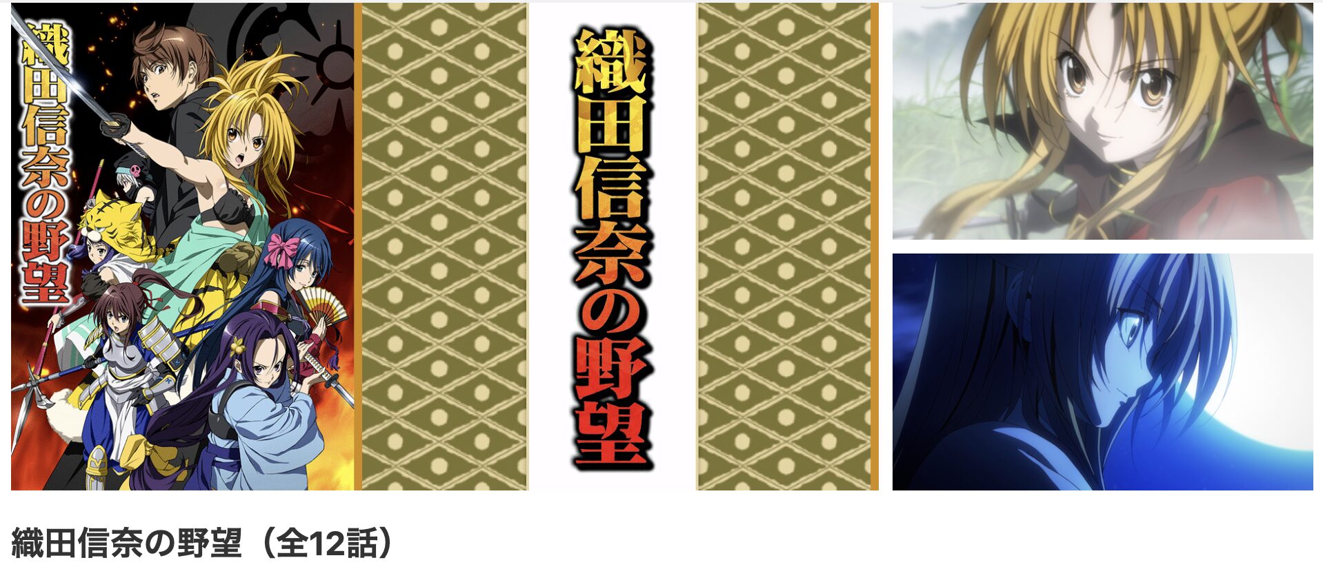 アニメ｜織田信奈の野望の動画を無料で全話視聴できる配信サイトまとめ