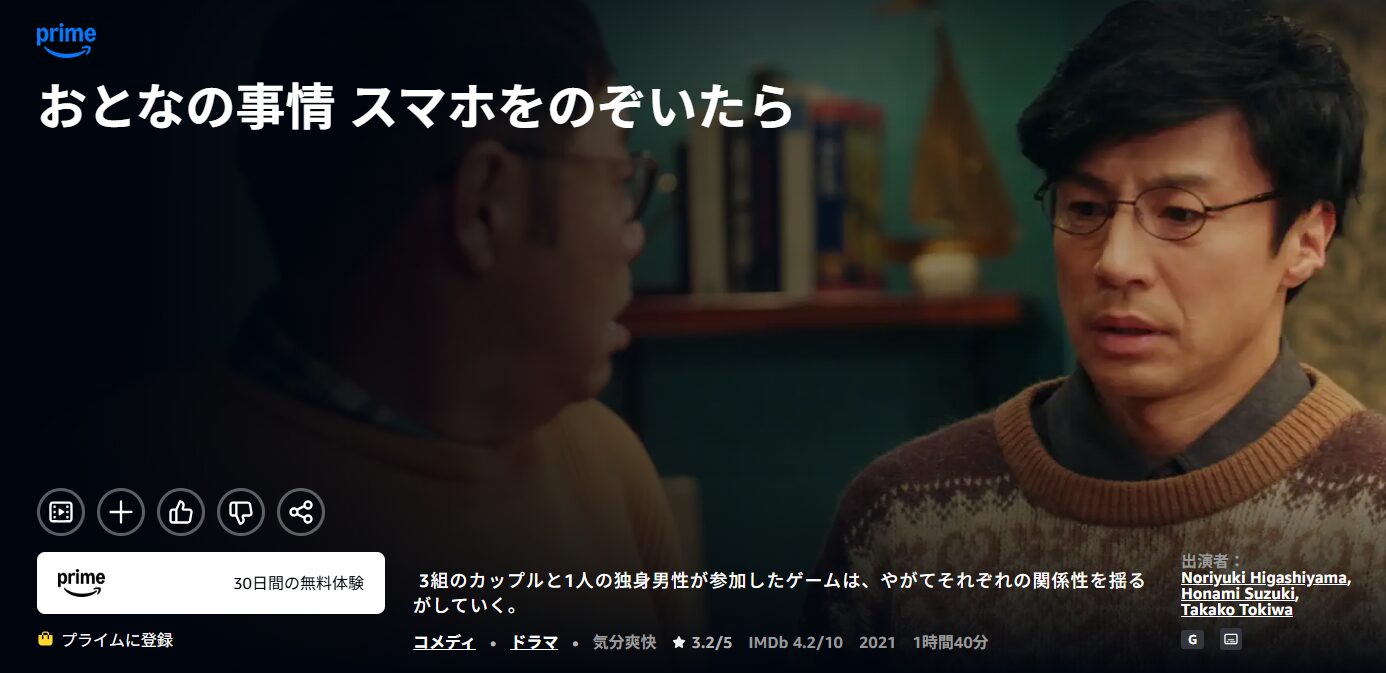 Amazonプライムのおとなの事情 スマホをのぞいたら配信画像