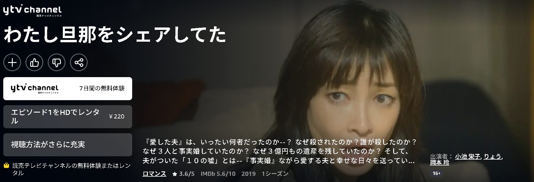 Amazonプライムのわたし旦那をシェアしてた配信画像