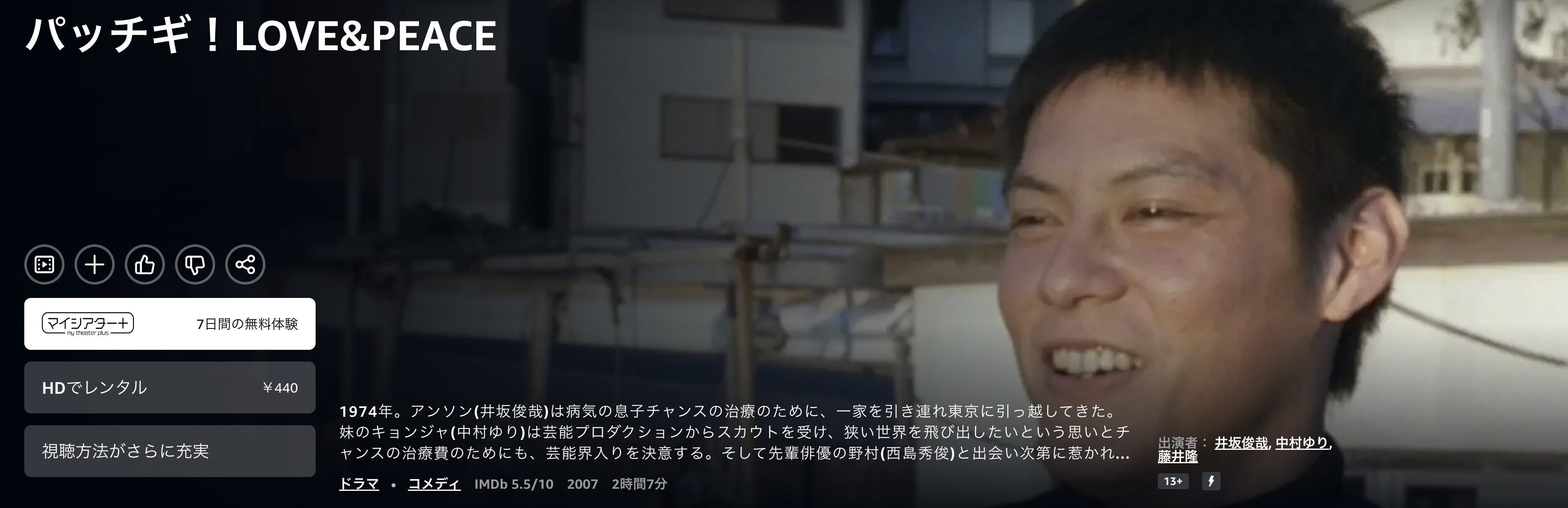 Amazonプライムのパッチギ! LOVE&PEACE配信画像