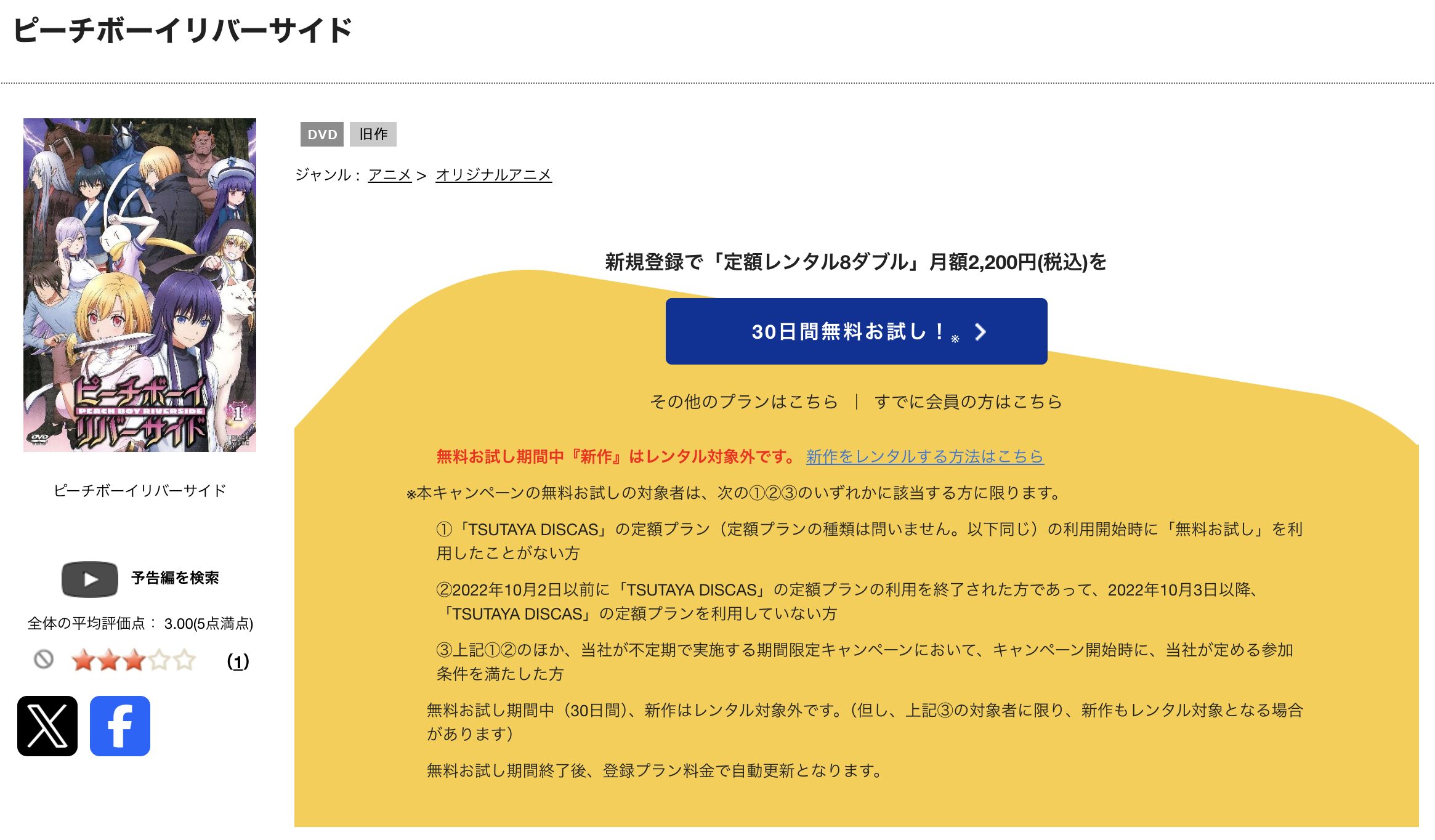 TSUTAYA DISCASのピーチボーイリバーサイド