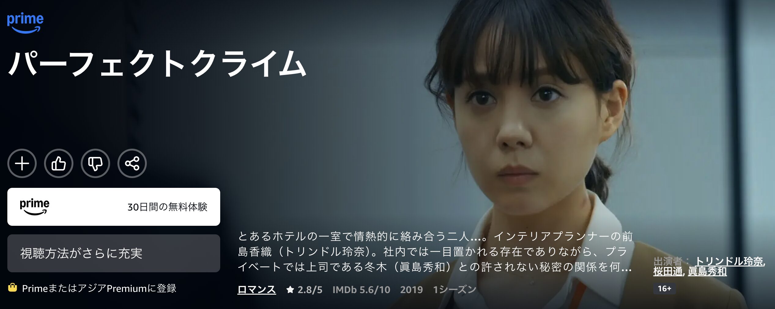 Amazonプライムのパーフェクトクライム配信画像