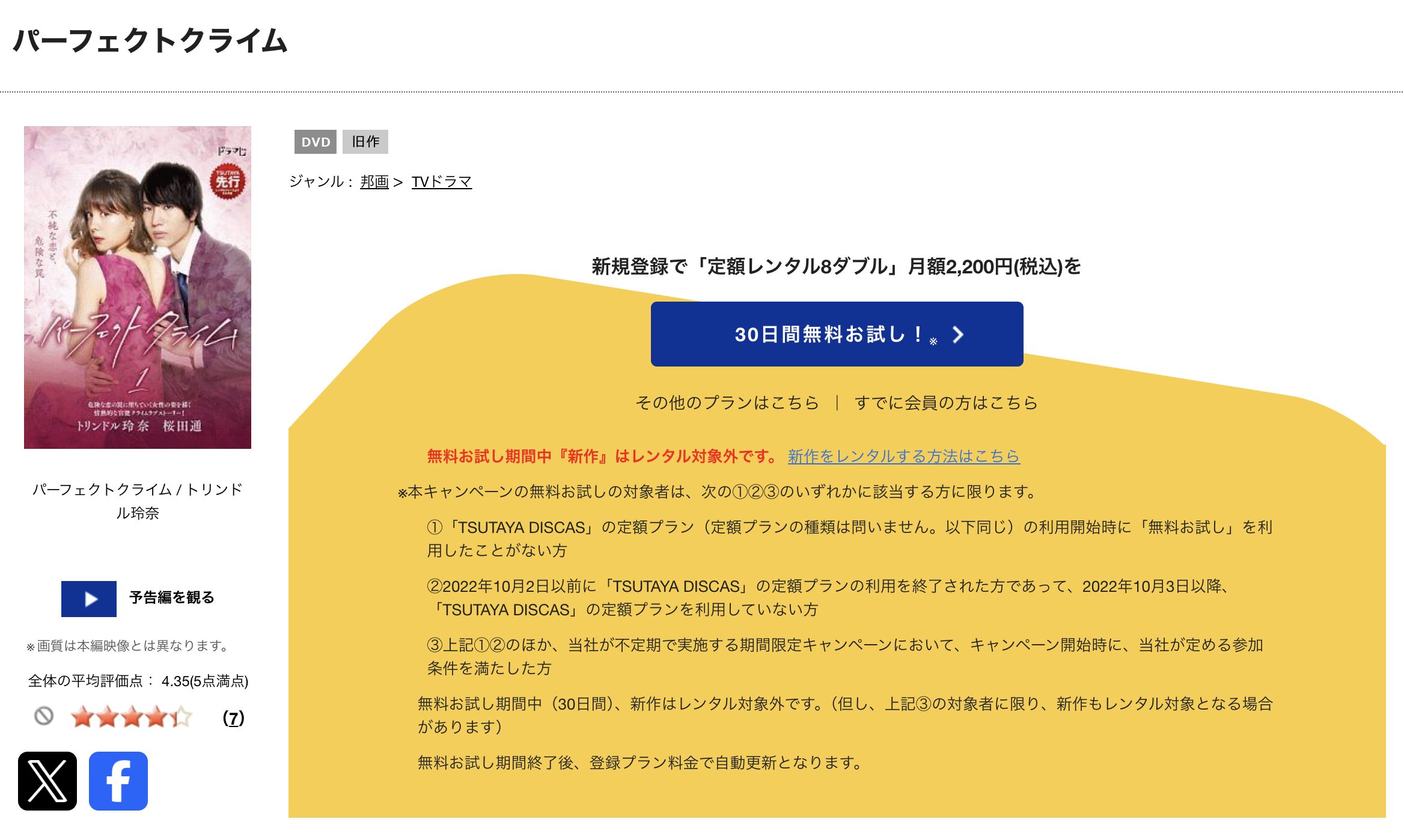 TSUTAYA DISCASのパーフェクトクライム