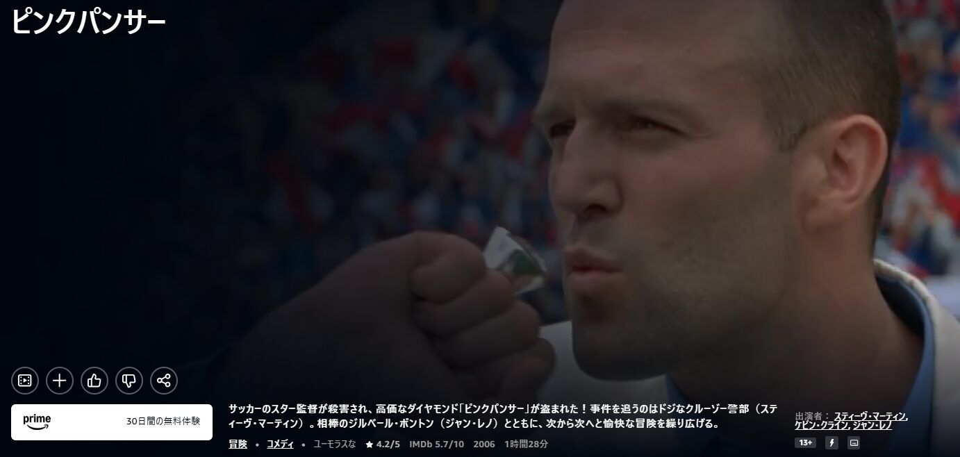 Amazonプライムのピンクパンサー配信画像