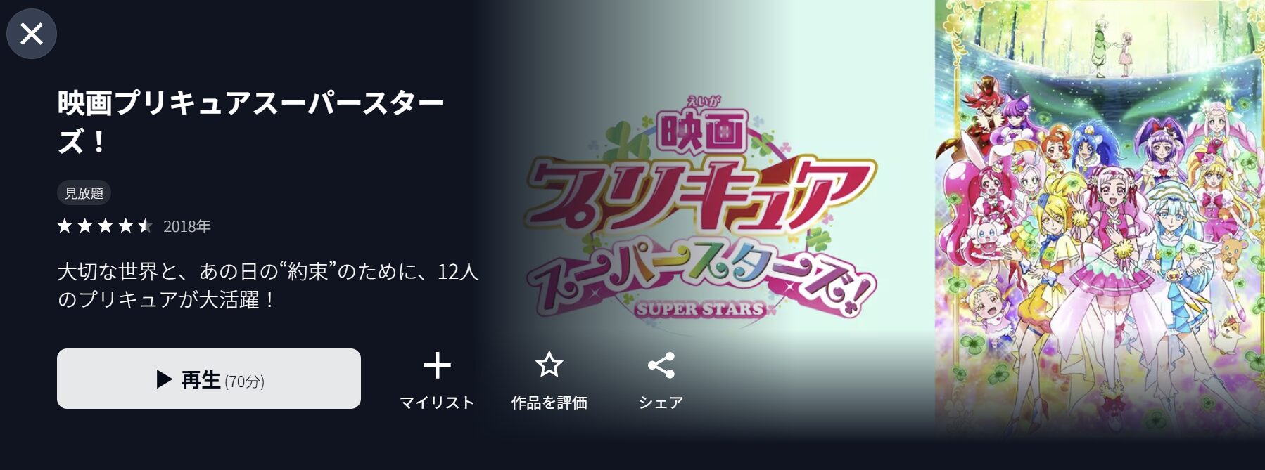 U-NEXTのプリキュアスーパースターズ!配信画像
