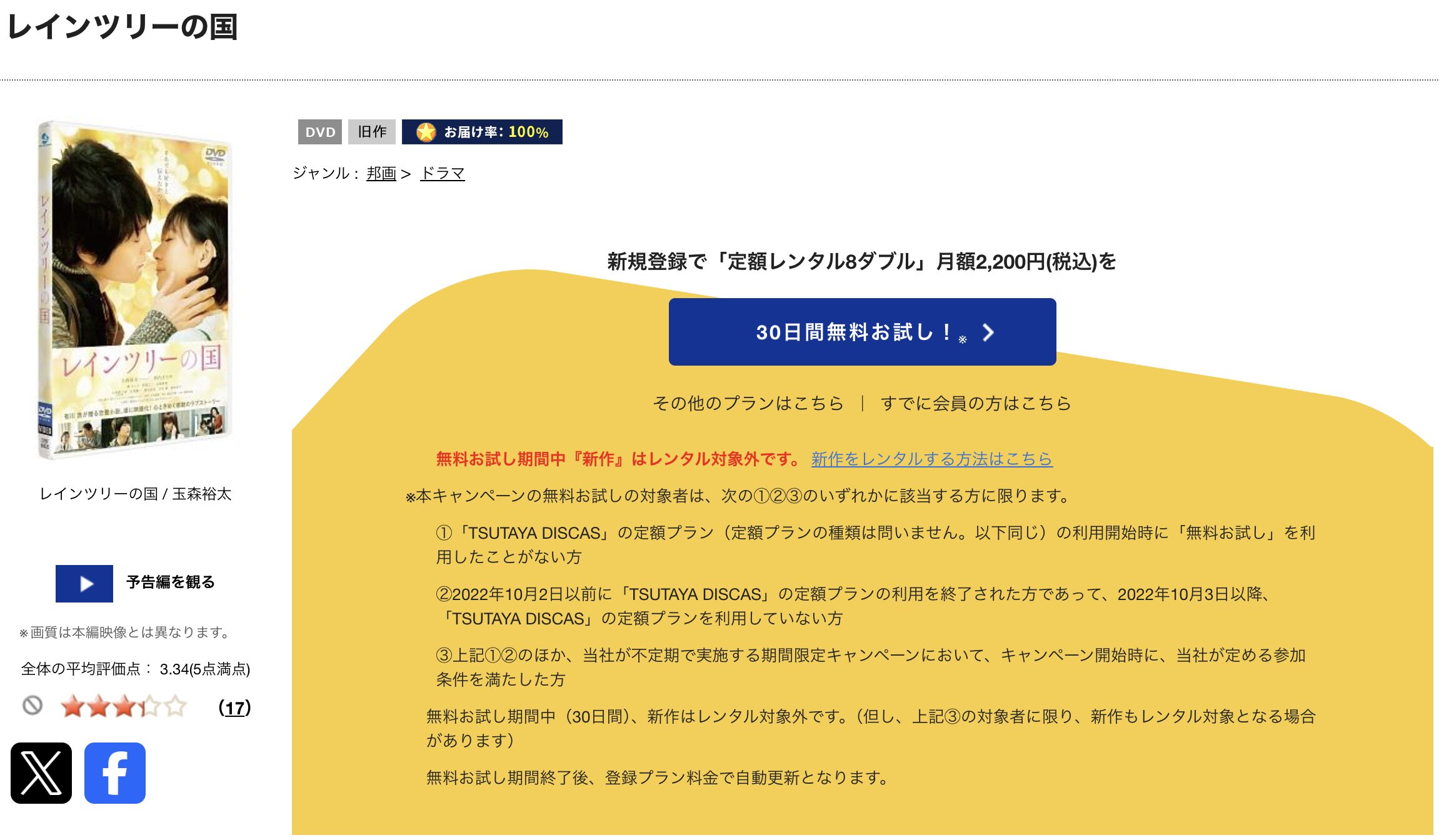 TSUTAYA DISCASのレインツリーの国