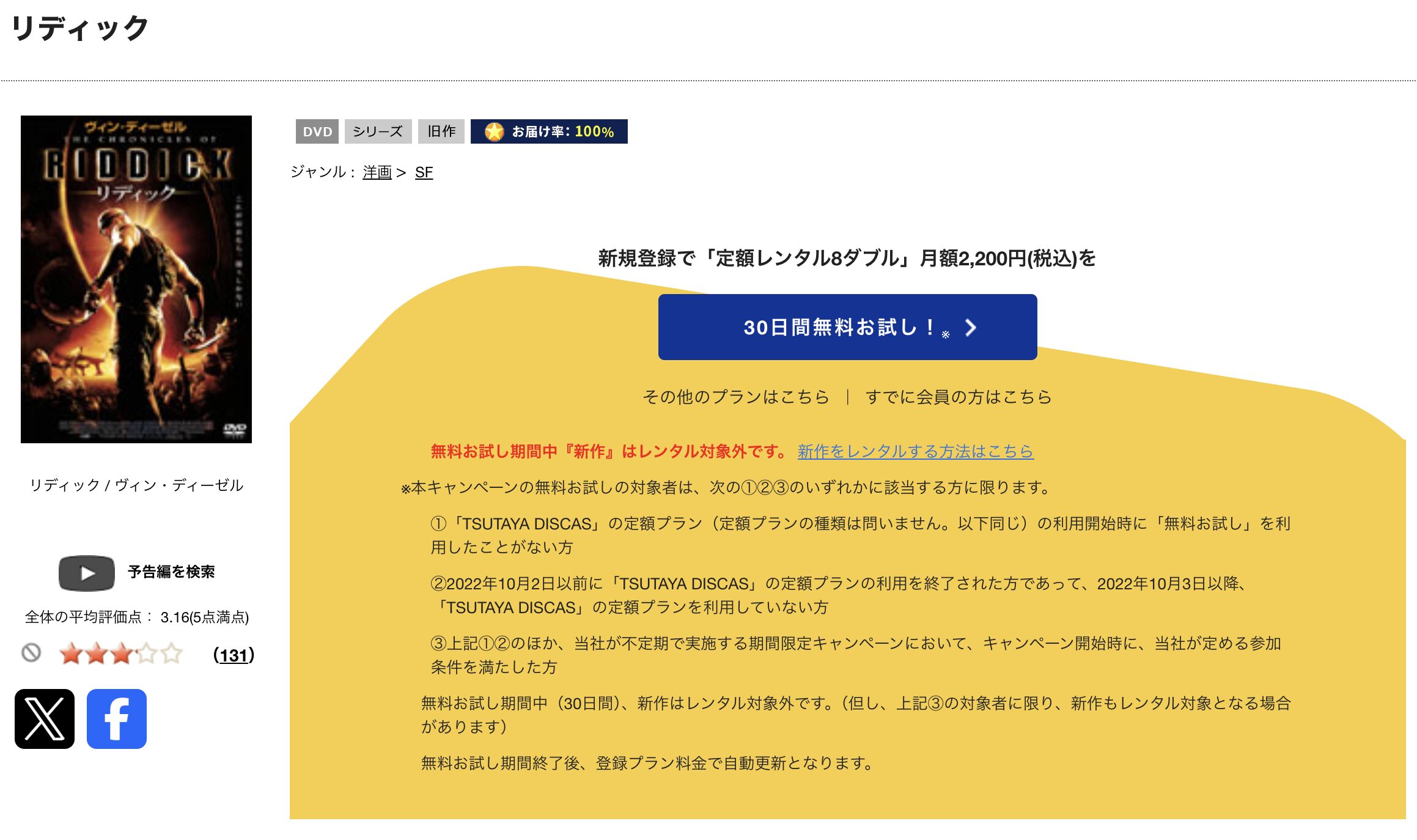 TSUTAYA DISCASのリディック