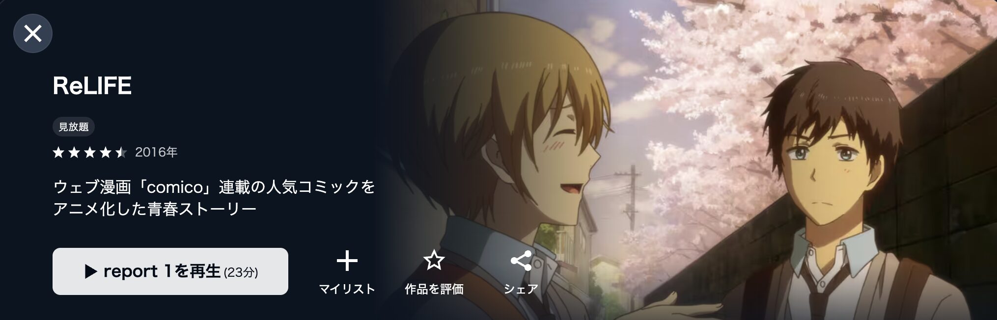 U-NEXTのReLIFE配信画像