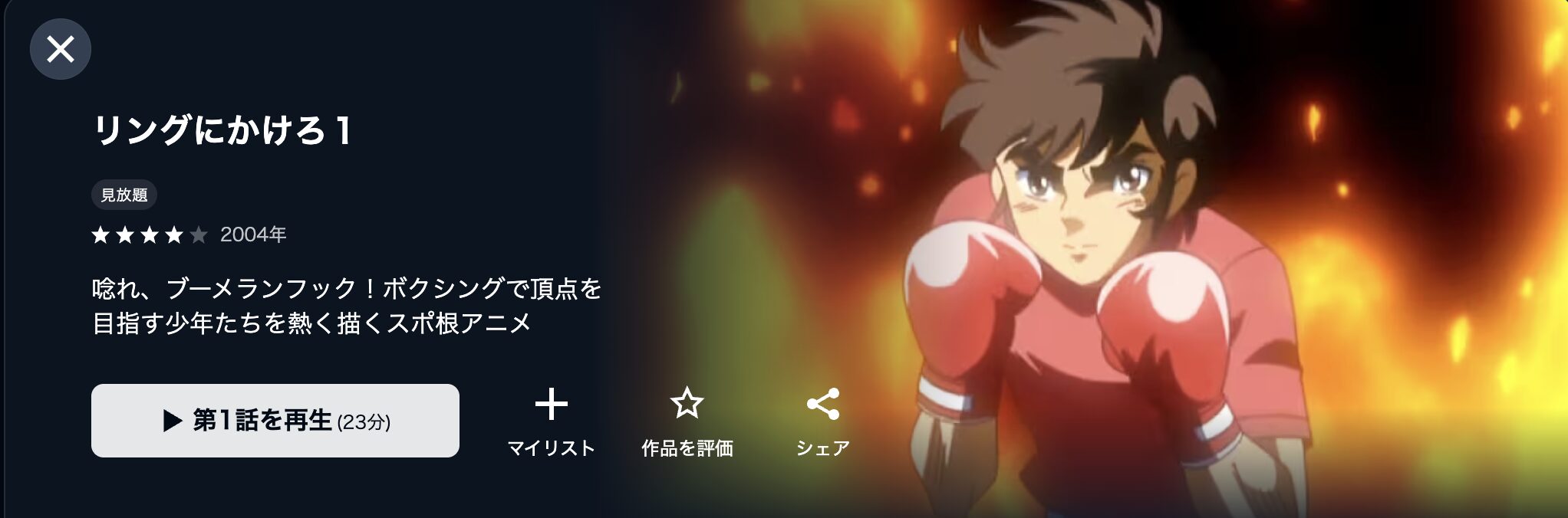 U-NEXTのリングにかけろ1配信画像