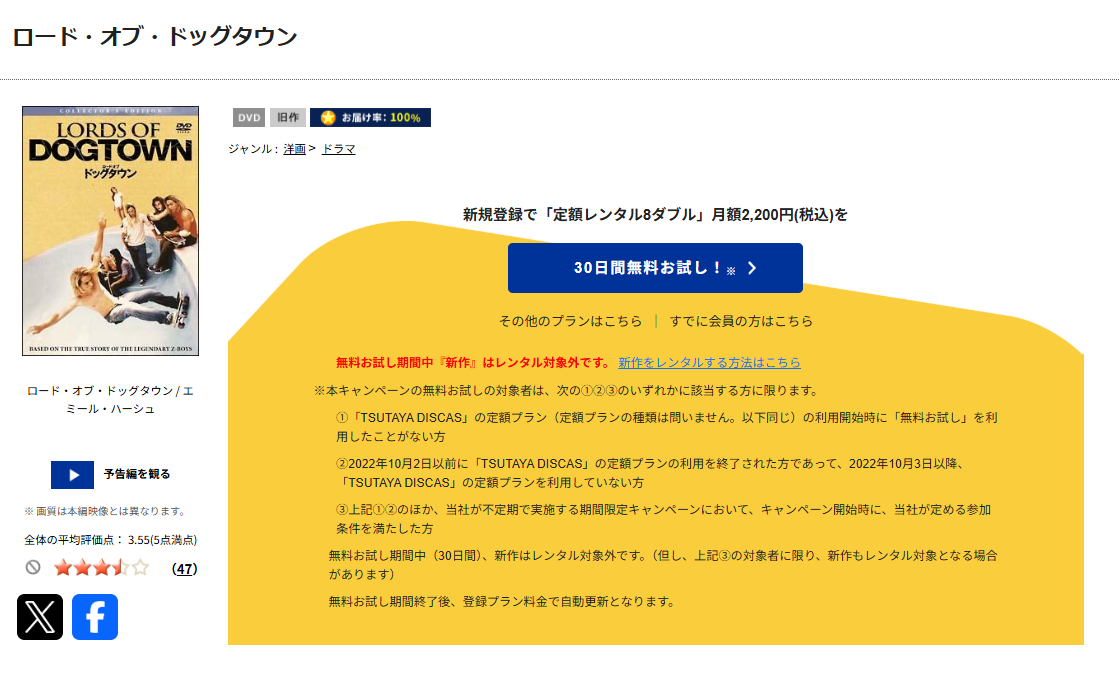 TSUTAYA DISCASのロード・オブ・ドッグタウン