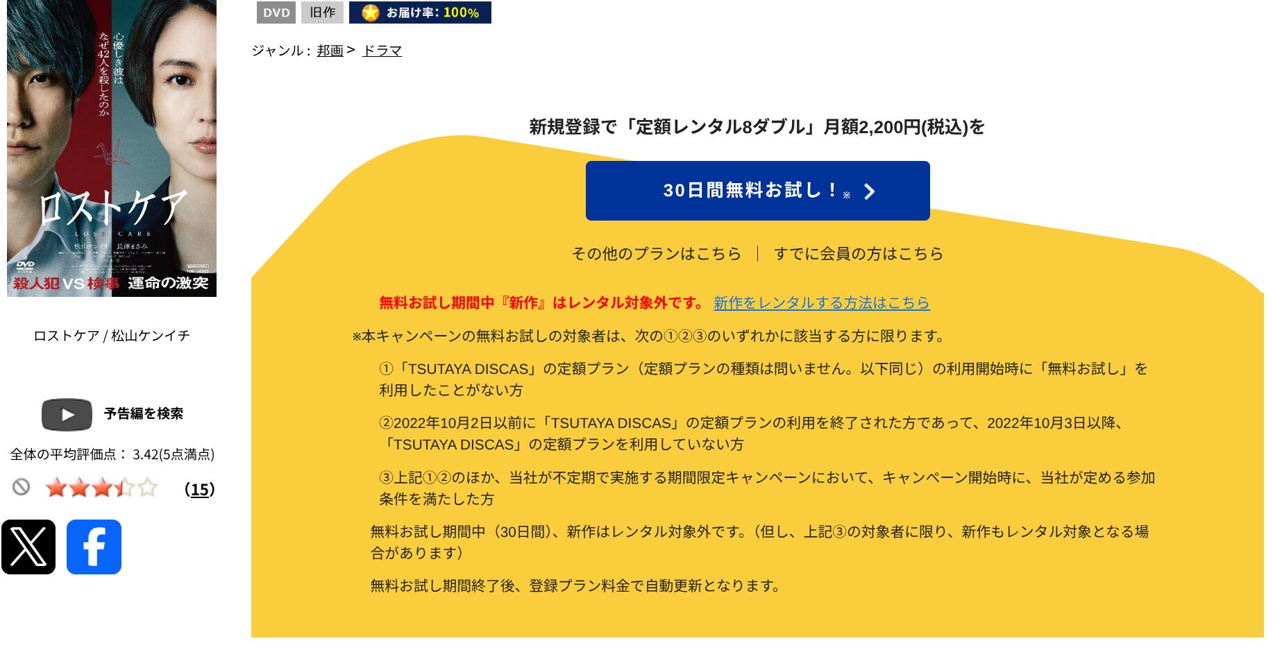 TSUTAYA DISCASのロストケア