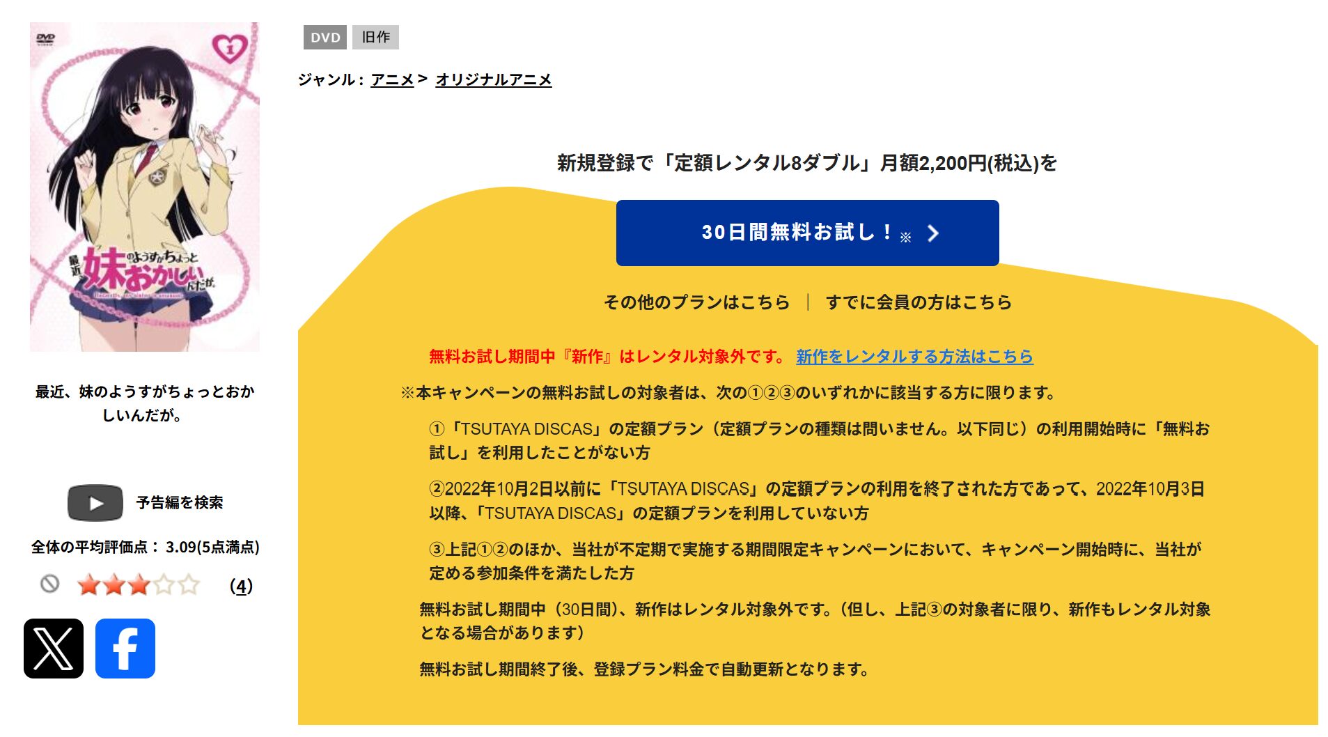 TSUTAYA DISCASの最近、妹のようすがちょっとおかしいんだが。