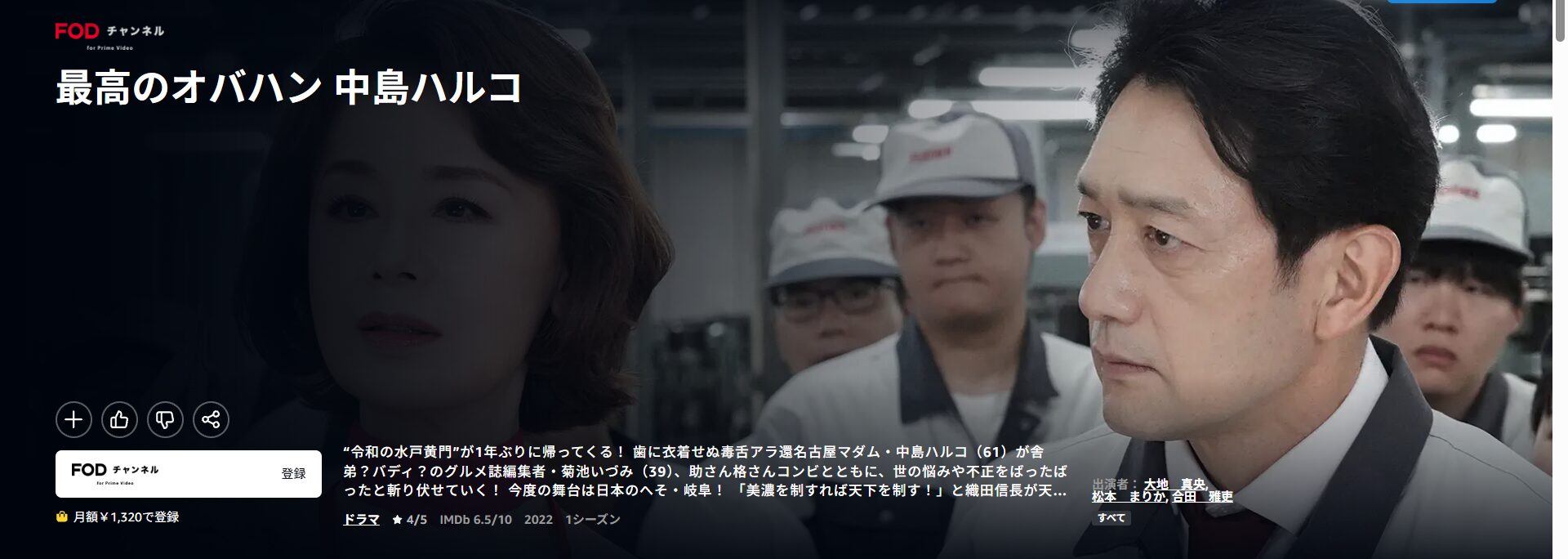 Amazonプライムの最高のオバハン 中島ハルコ配信画像