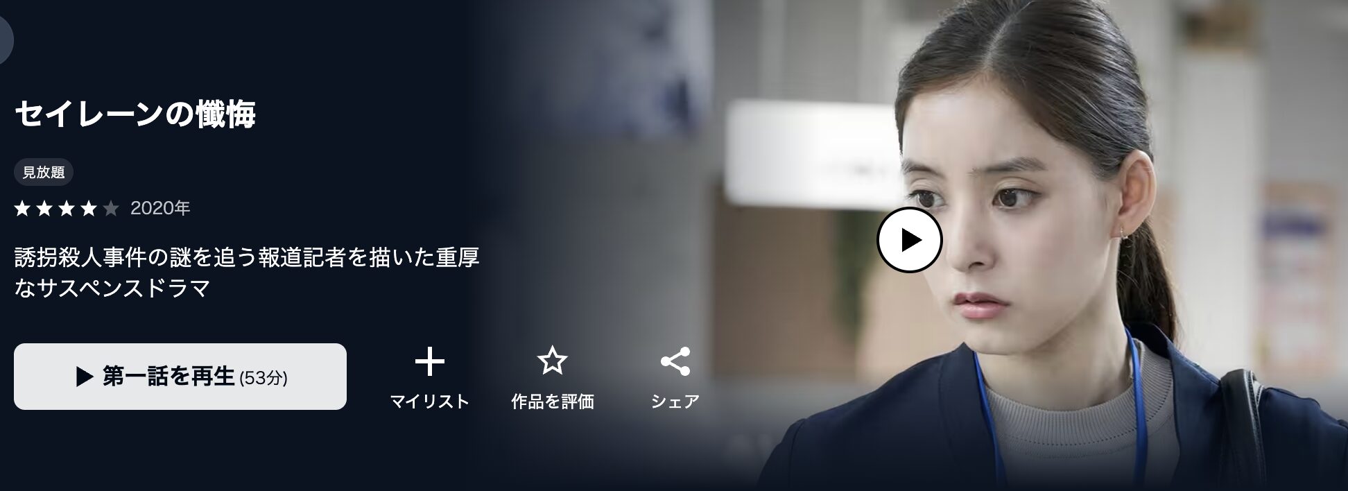 U-NEXTの連続ドラマＷ セイレーンの懺悔配信画像