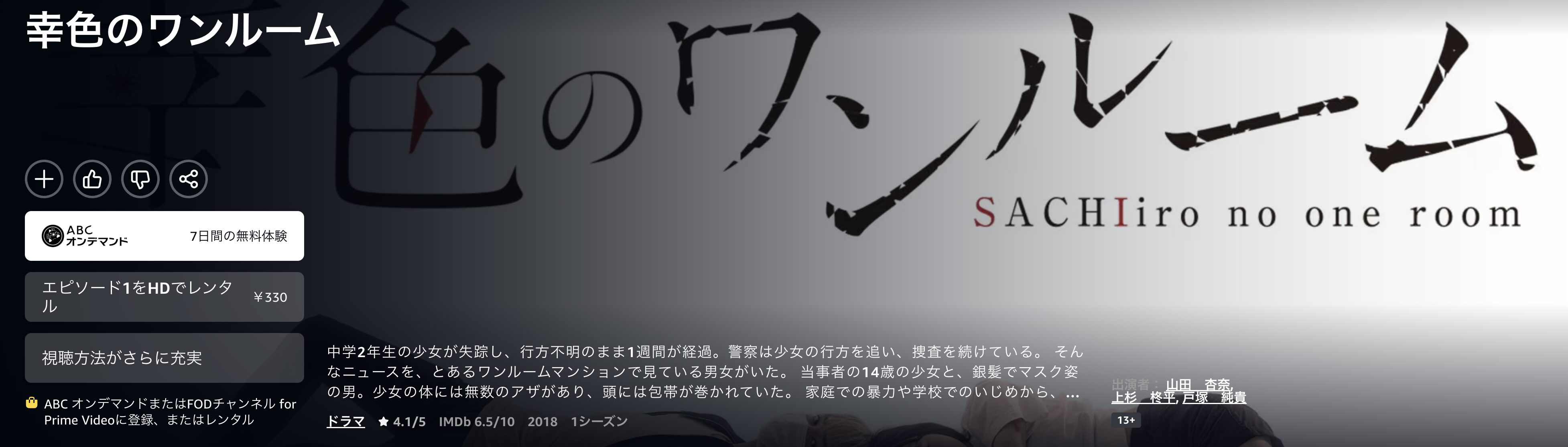 Amazonプライムの幸色のワンルーム配信画像