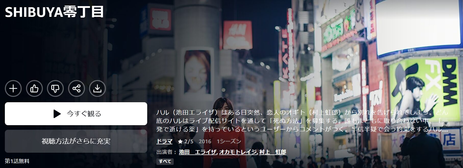 AmazonプライムのSHIBUYA零丁目配信画像