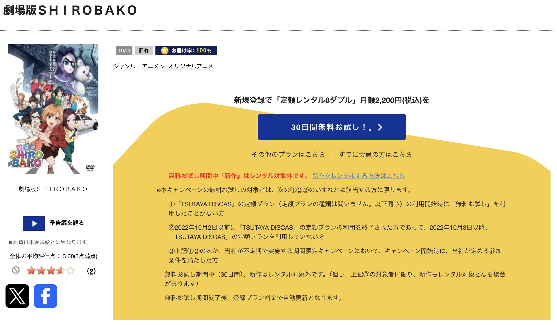TSUTAYA DISCASの劇場版SHIROBAKO