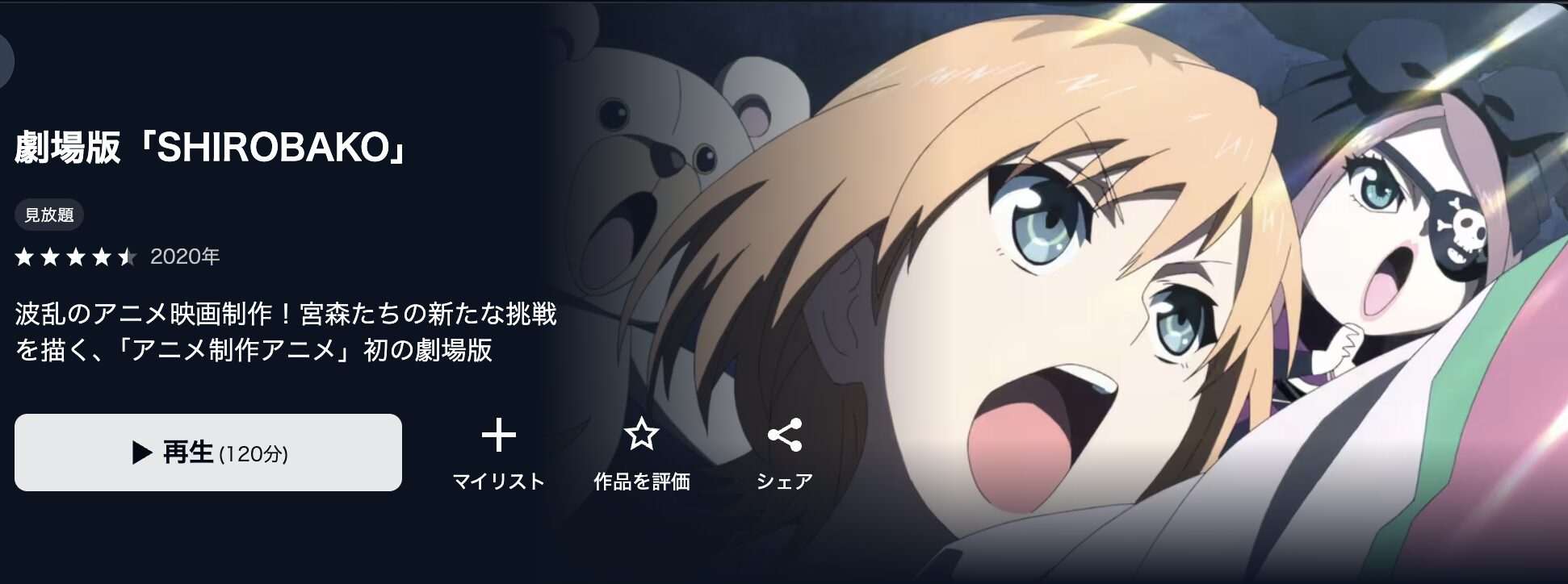 U-NEXTの劇場版SHIROBAKO配信画像