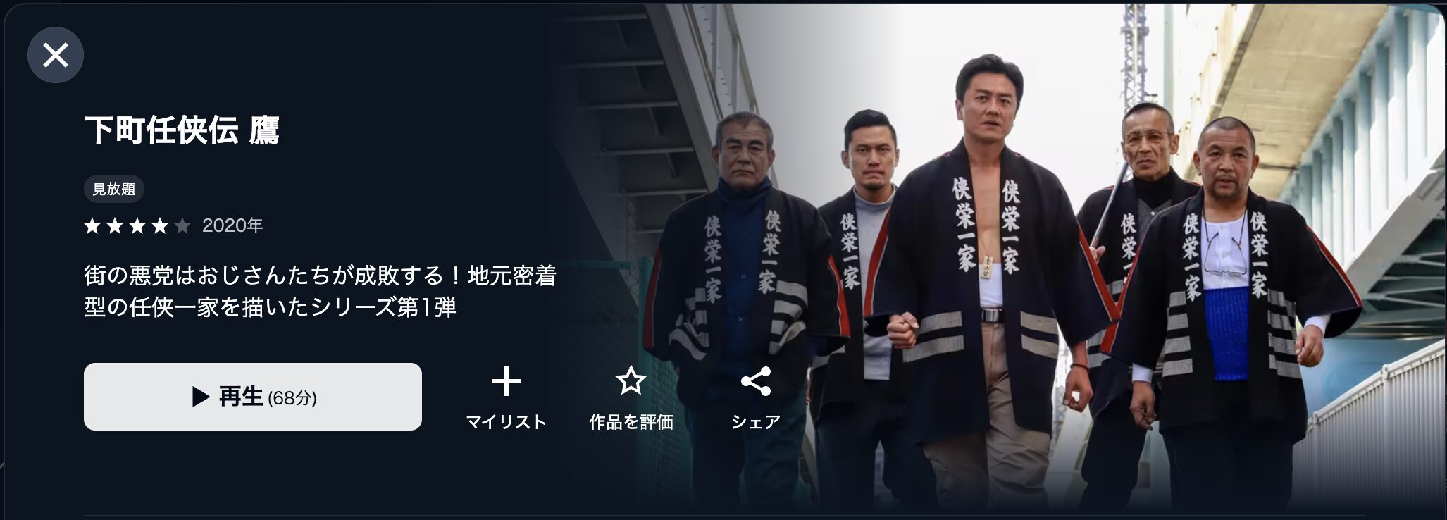 U-NEXTの下町任侠伝 鷹配信画像