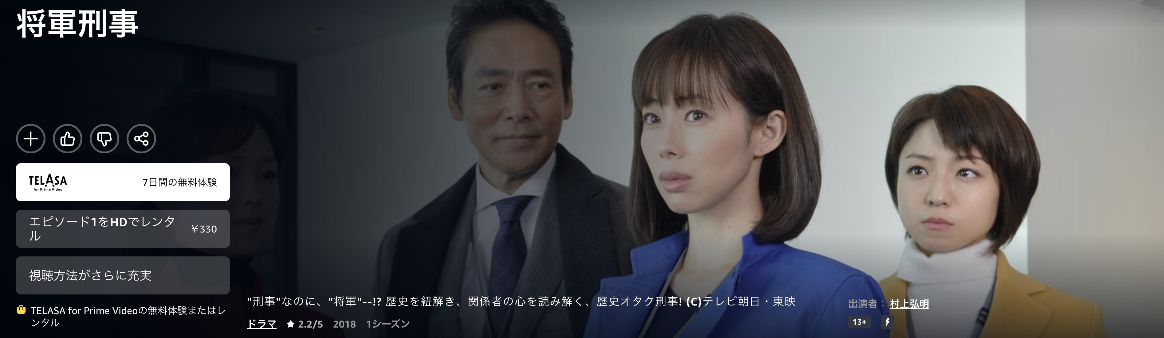 Amazonプライムの将軍刑事配信画像