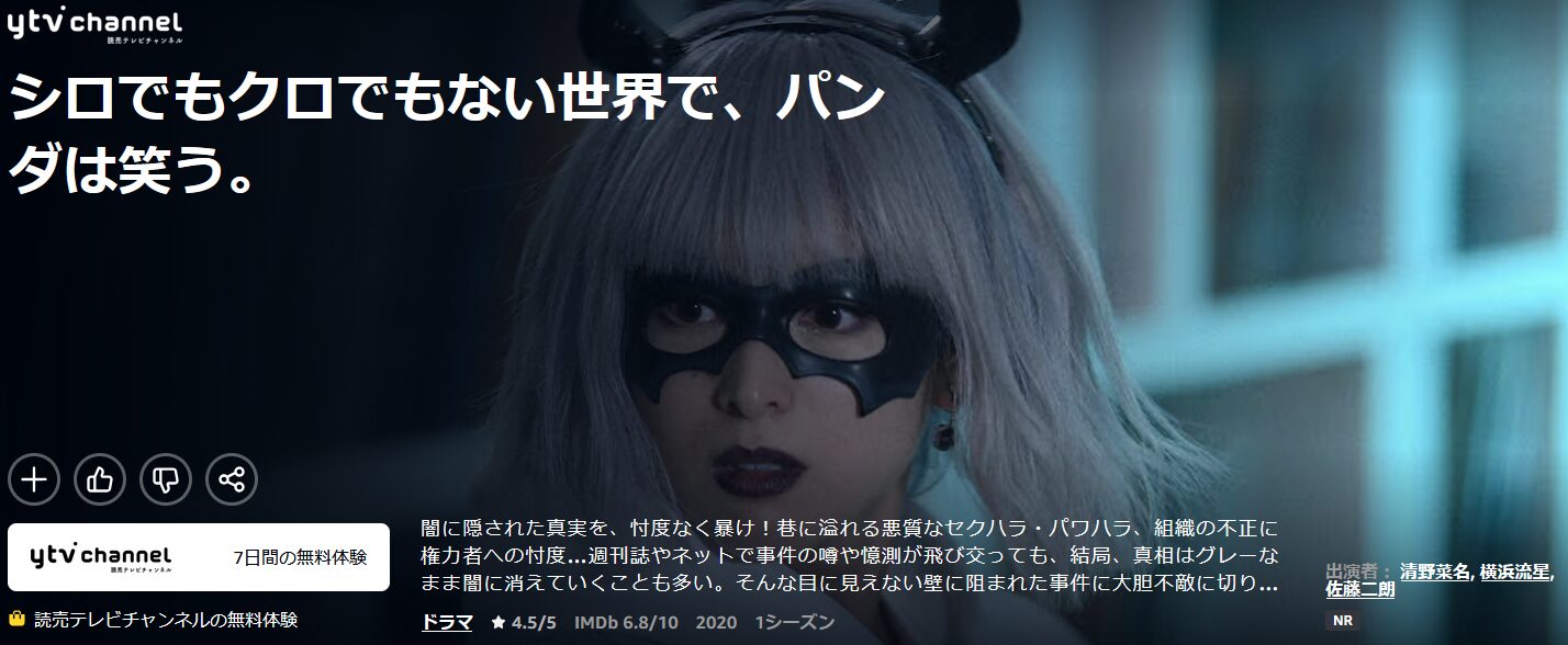 Amazonプライムのシロでもクロでもない世界でパンダは笑う配信画像