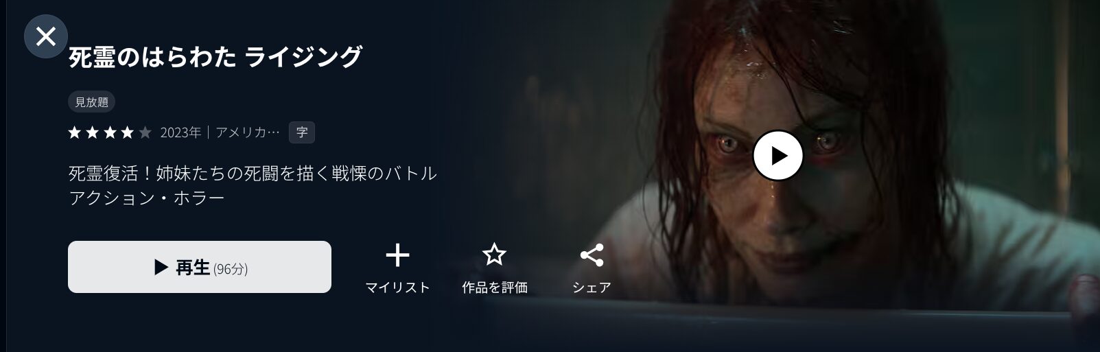 U-NEXTの死霊のはらわた ライジング配信画像