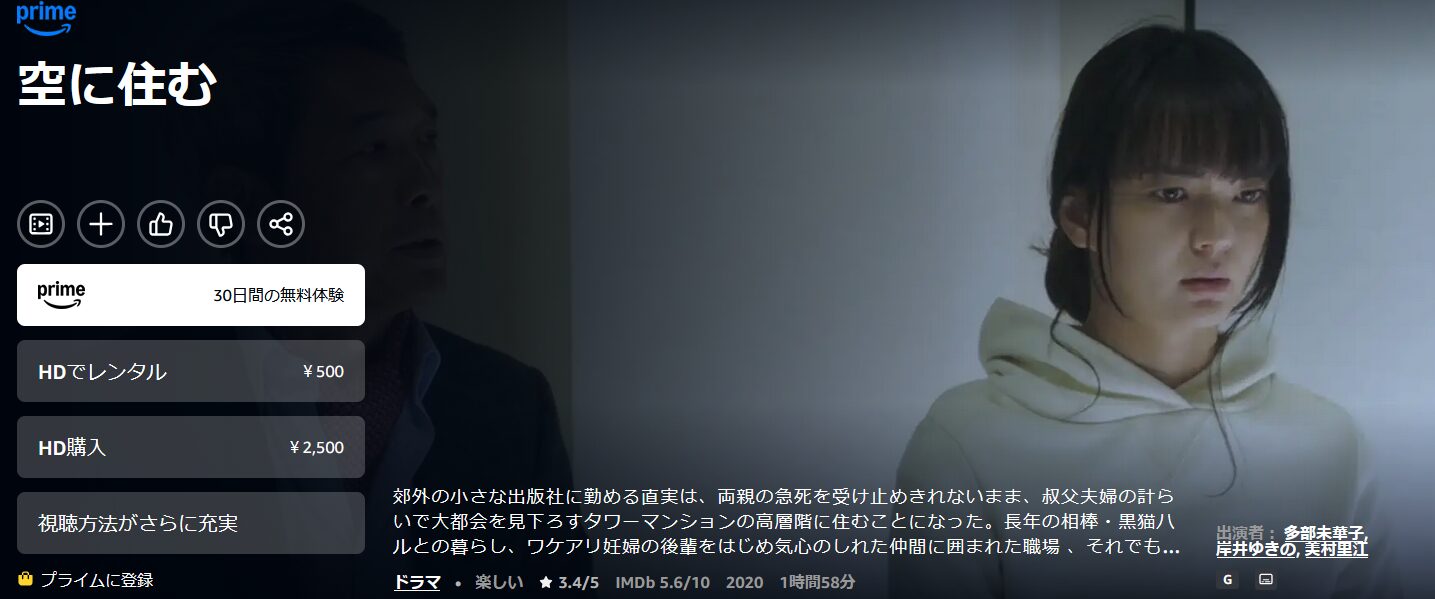 Amazonプライムの空に住む配信画像