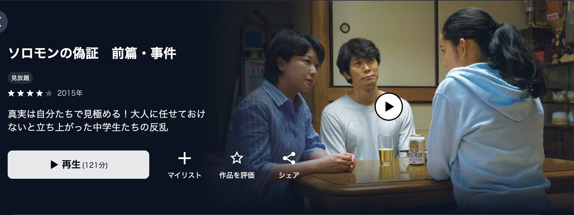 U-NEXTのソロモンの偽証 前篇・事件配信画像