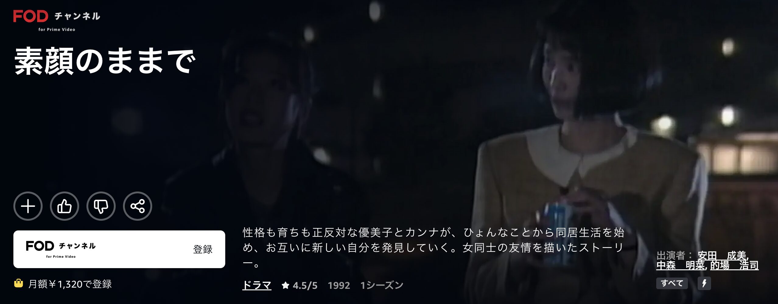 Amazonプライムの素顔のままで配信画像