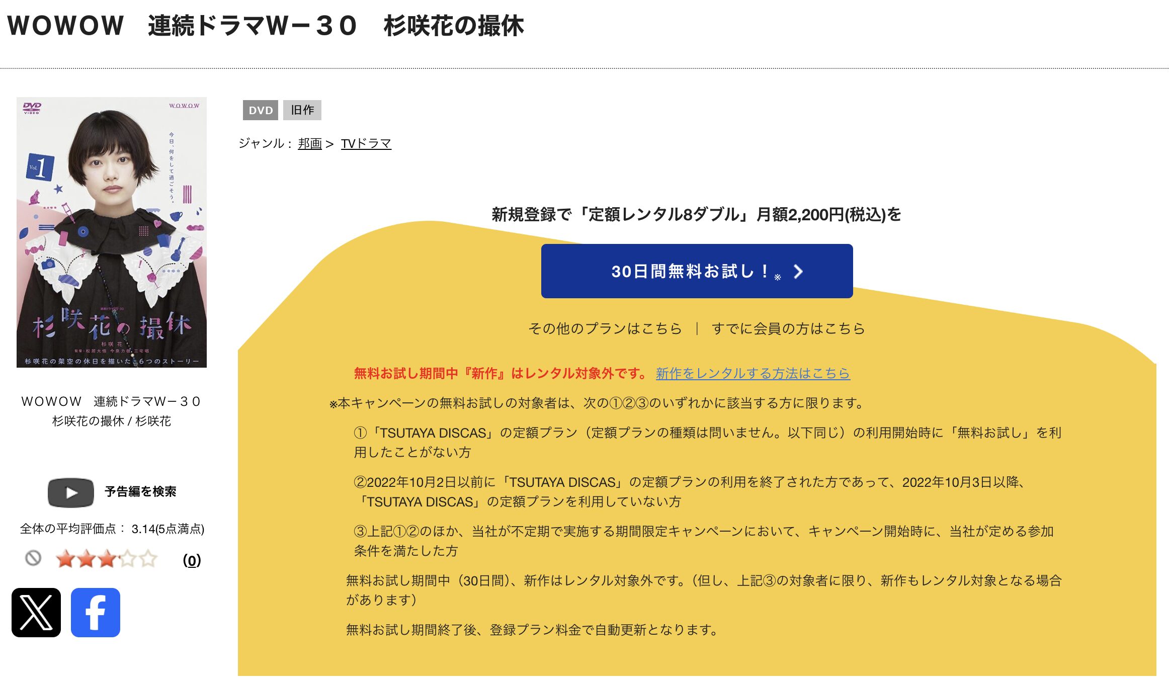 TSUTAYA DISCASの杉咲花の撮休