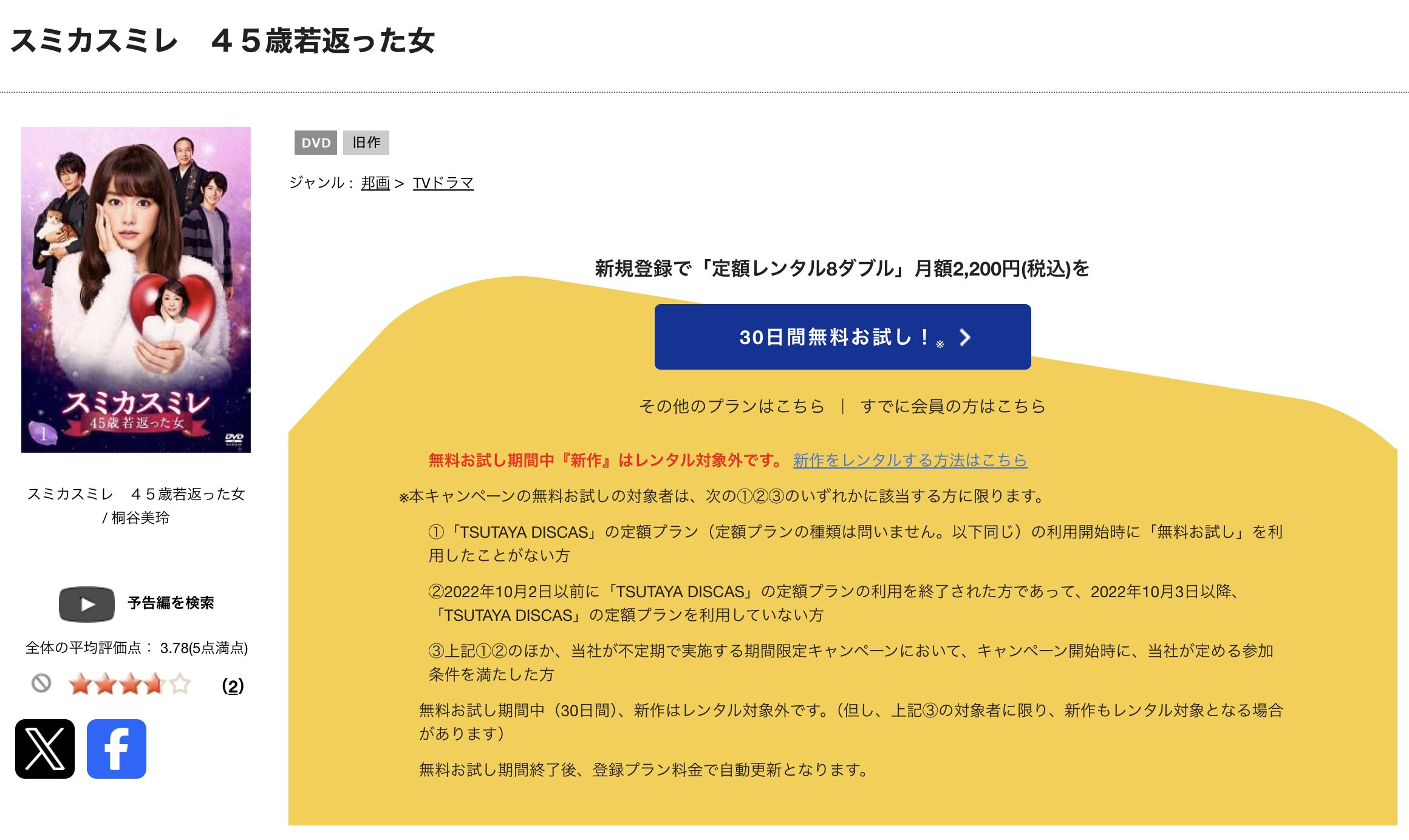 TSUTAYA DISCASのスミカスミレ 45歳若返った女