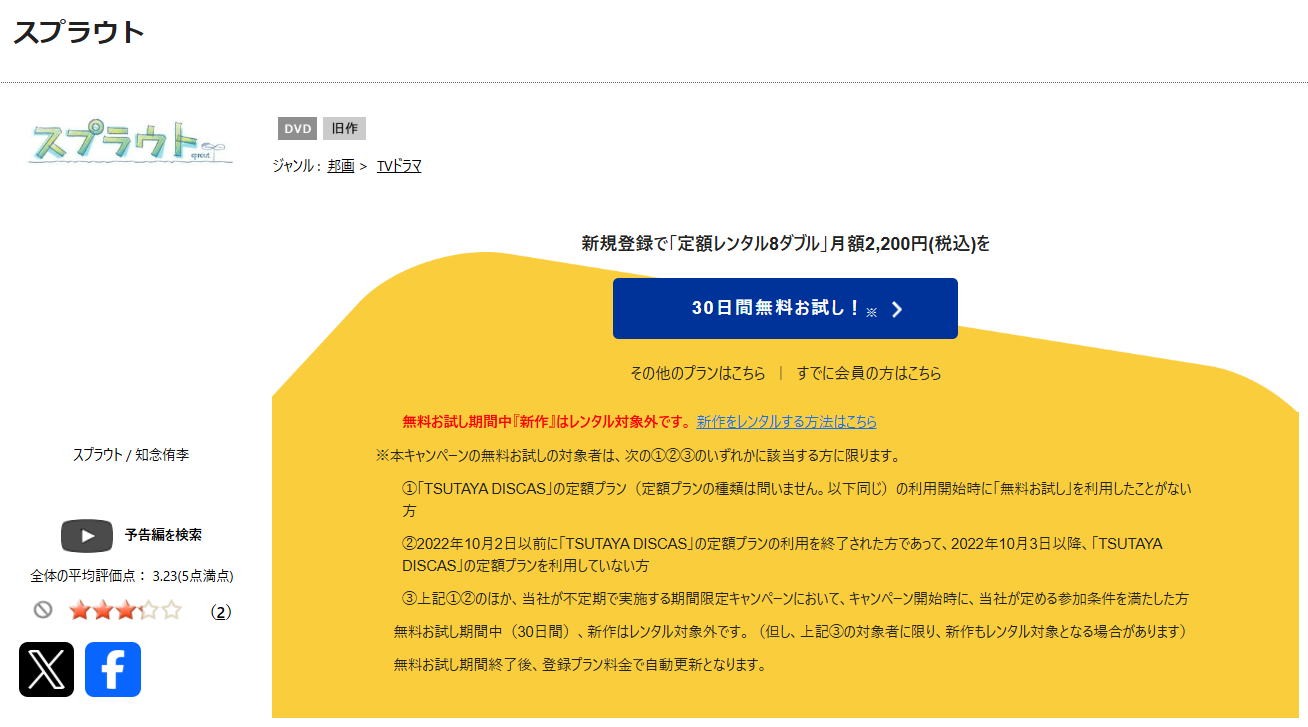TSUTAYA DISCASのスプラウト