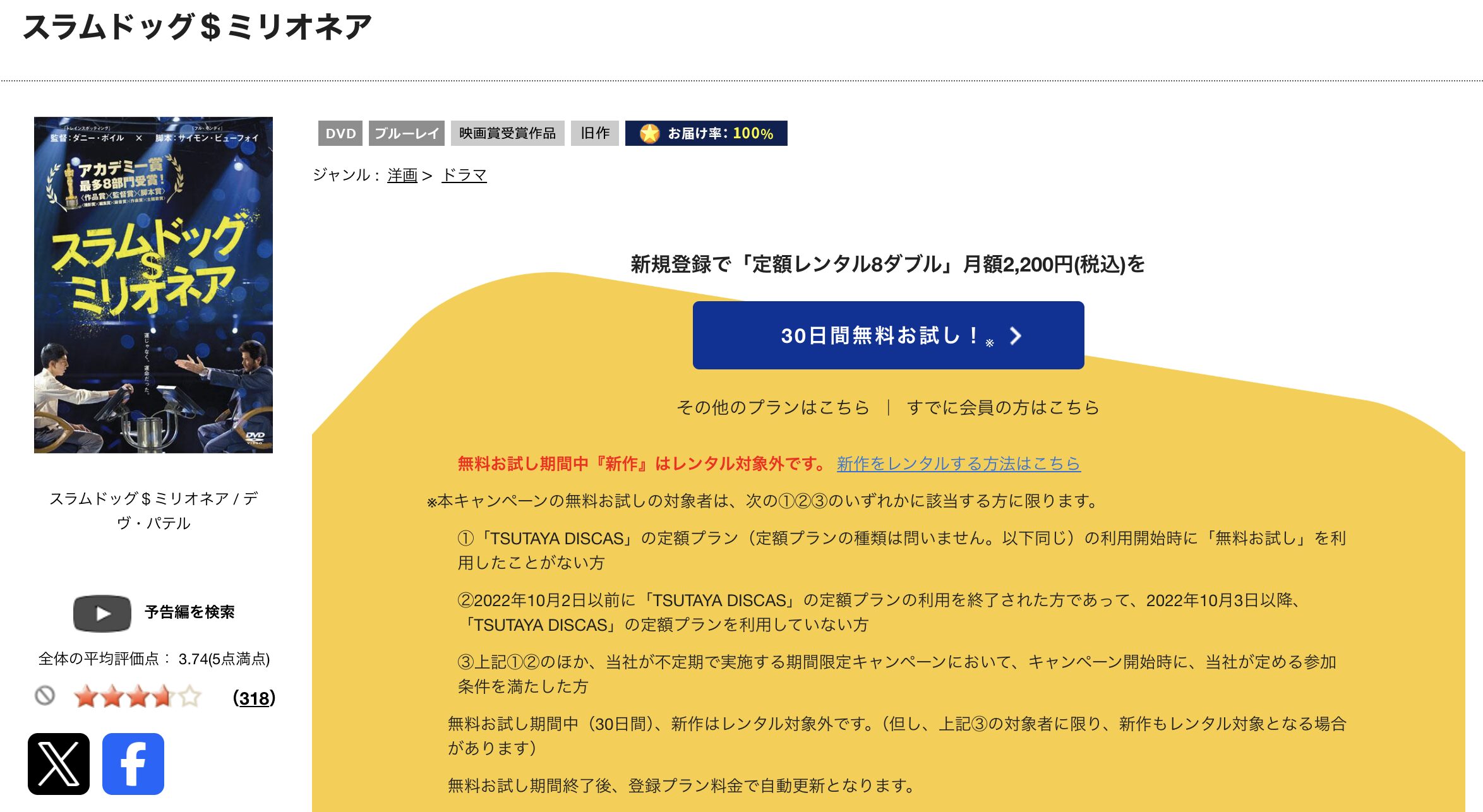 TSUTAYA DISCASのスラムドッグ＄ミリオネア