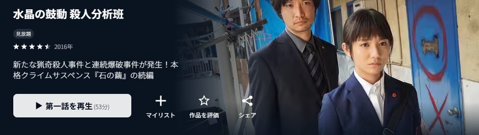 U-NEXTの水晶の鼓動 殺人分析班配信画像