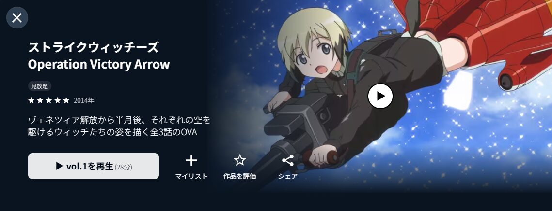 U-NEXTのストライクウィッチーズ Operation Victory Arrow配信画像