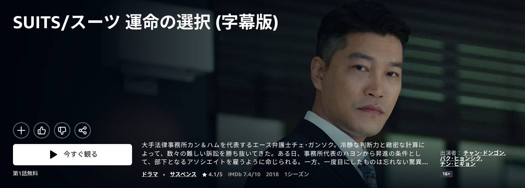 AmazonプライムのSUITS/スーツ~運命の選択~配信画像