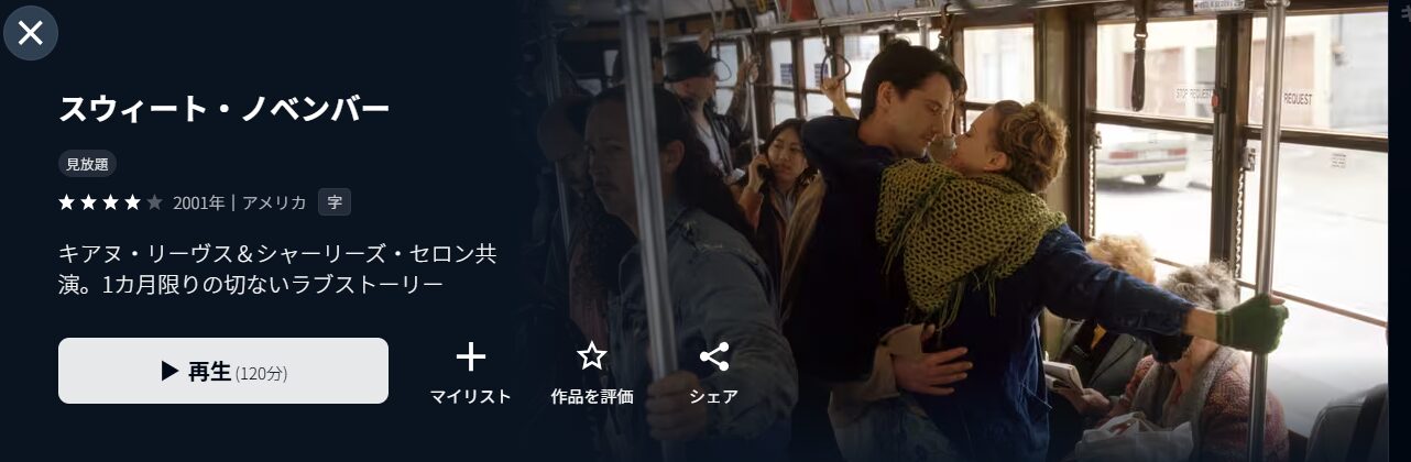 U-NEXTのスウィート・ノベンバー配信画像