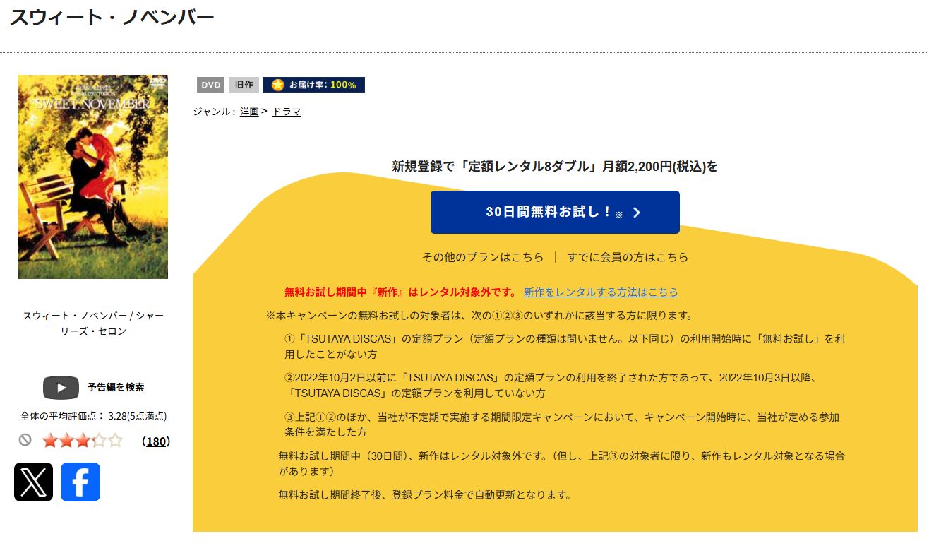 TSUTAYA DISCASのスウィート・ノベンバー