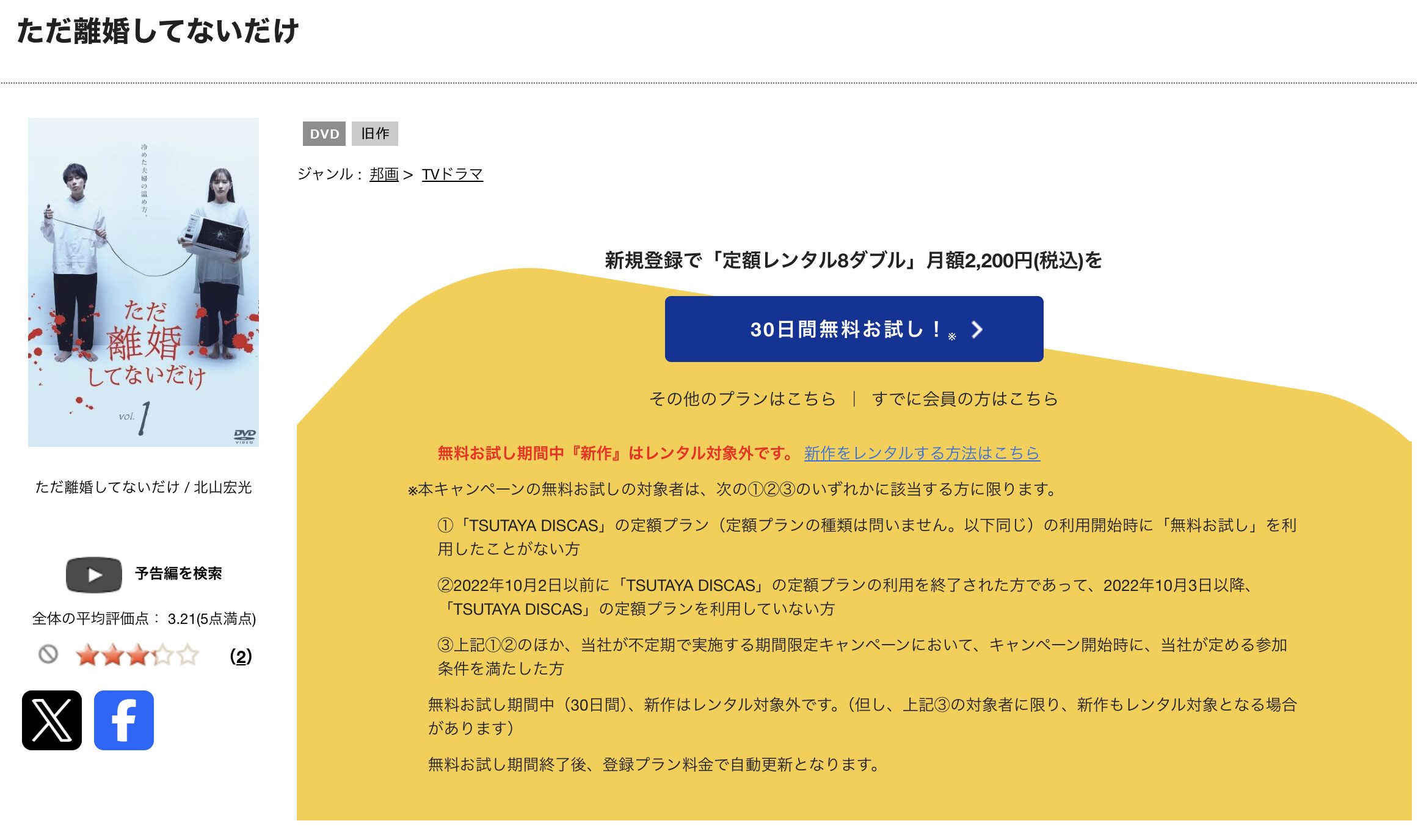TSUTAYA DISCASのただ離婚してないだけ