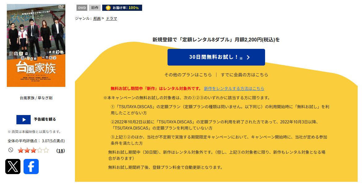 TSUTAYA DISCASの台風家族