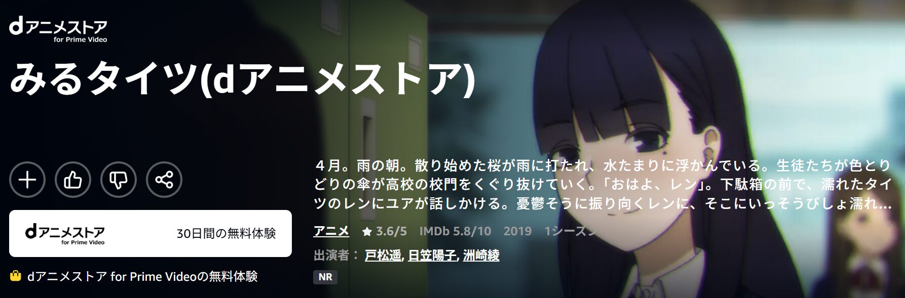 Amazonプライムのみるタイツ配信画像