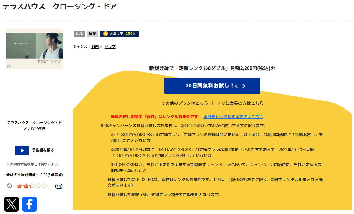 TSUTAYA DISCASのテラスハウス クロージング・ドア