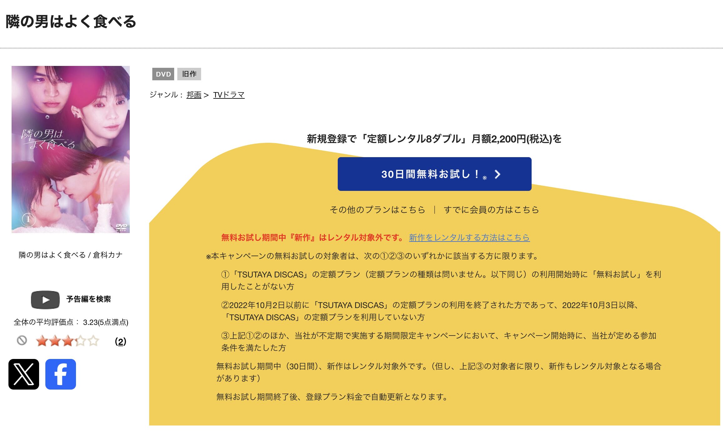TSUTAYA DISCASの隣の男はよく食べる(実写)